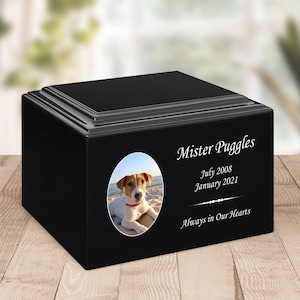 Dog Custom Photo Pet Stonewood Cremation Urn - Cultured Wood