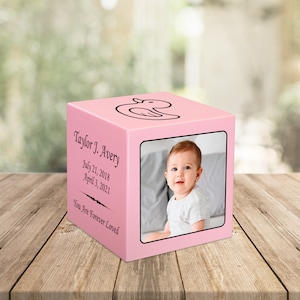 Custom Photo Baby Infant Child Stonewood Cube Cremation Urn - Cultured Wood