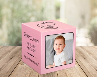 Custom Photo Baby Infant Child Stonewood Cube Cremation Urn - Cultured Wood