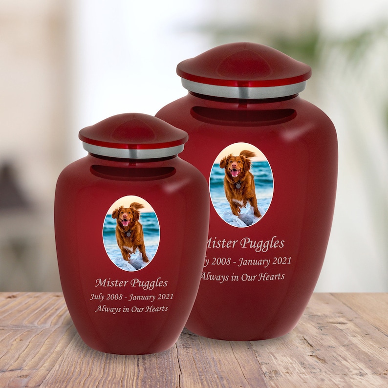 Custom Portrait Pet Cremation Urn for Ashes - 2 Sizes and 7 Colors to Choose From image 3