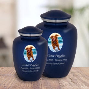 Custom Portrait Pet Cremation Urn for Ashes - 2 Sizes and 7 Colors to Choose From