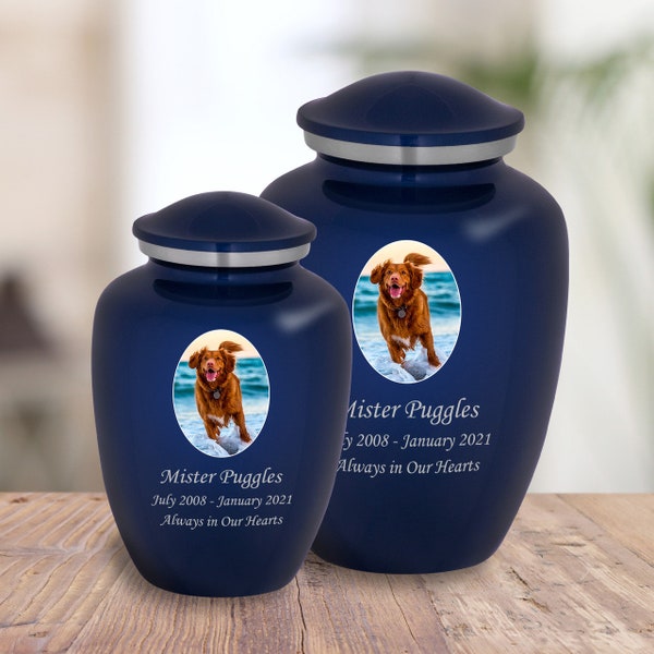 Custom Portrait Pet Cremation Urn for Ashes - 2 Sizes and 7 Colors to Choose From