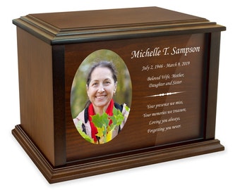 Personalized Dedication Eternal Reflections Wood Urn - Cremation Urn for Human Ashes - Customized Urn - 4 Sizes and 3 Designs to Choose from