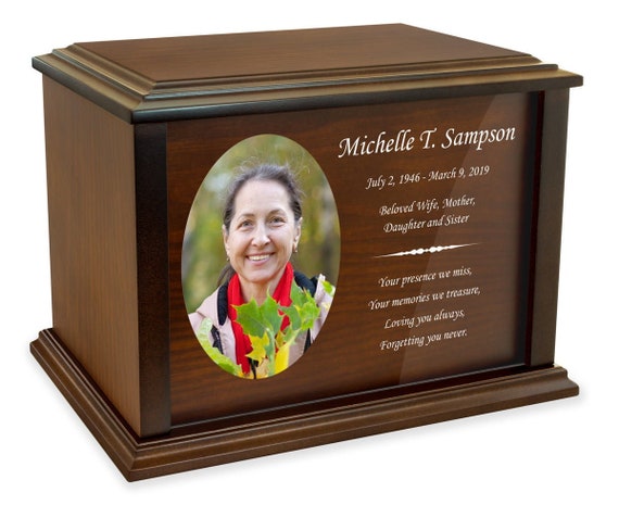 Personalized Dedication Eternal Reflections Wood Urn - Cremation Urn for Human Ashes - Customized Urn - 4 Sizes and 3 Designs to Choose from
