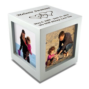 Silver Rotating Photo Cube Cremation Urn for Ashes - 3 Sizes Available