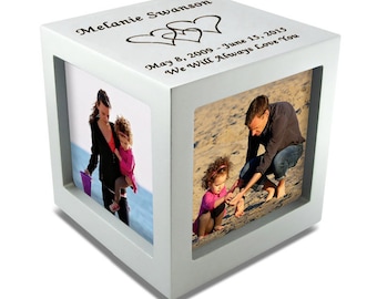 Silver Rotating Photo Cube Cremation Urn for Ashes - 3 Sizes Available