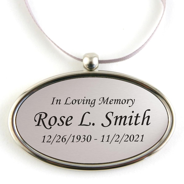 Personalized Solid Brass Hanging Oval Pendant For Cremation Urns That Can’t Be Engraved - Includes Matching Satin Ribbon - 3 Distinct Styles