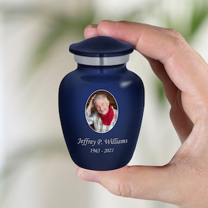 Custom Photo Keepsake Cremation Urn - 7 Colors to Choose From - 3 Cubic Inch Capacity