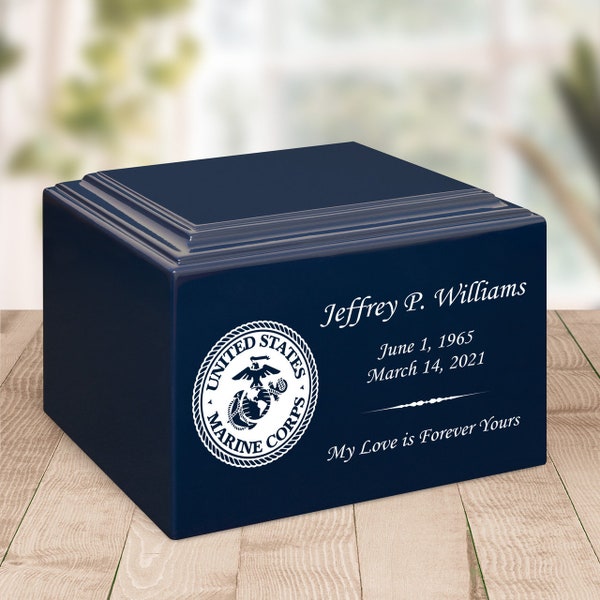 Marine Corps Stonewood Cremation Urn - Cultured Wood