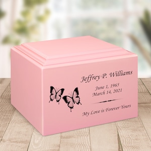 Two Butterflies Stonewood Cremation Urn - Cultured Wood
