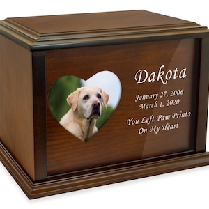 Personalized Dedication Eternal Reflections Wood Pet Urn - Cremation Urn for Pet Ashes - Customized Urn - 3 Sizes and Designs to Choose from