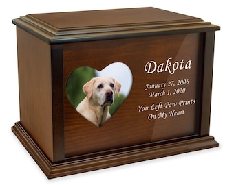 Personalized Dedication Eternal Reflections Wood Pet Urn - Cremation Urn for Pet Ashes - Customized Urn - 3 Sizes and Designs to Choose from