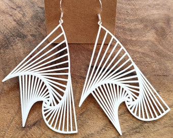 LINES L large size earrings, 3d printed, geometric, minimal, lightweight, art deco, architectural jewelry, contemporary, handmade jewelry