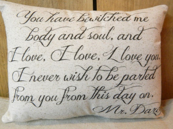 Jane Austen Mr. Darcy Pillow Romantic Mr darcy pillow | Etsy