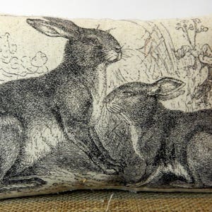 Bunny Rabbit Pillow Handmade Pillow Rabbit Lover Gift Rabbit Decor Farmhouse Pillow image 1