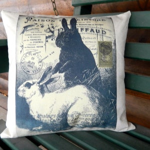 Bunny Rabbit Pillow Handmade Pillow - Rabbit Lover Gift - Rabbit Decor - Farmhouse Pillow