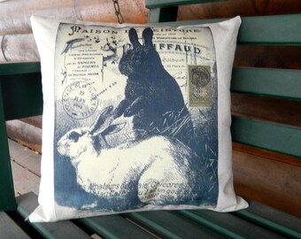 Bunny Rabbit Pillow Handmade Pillow - Rabbit Lover Gift - Rabbit Decor - Farmhouse Pillow