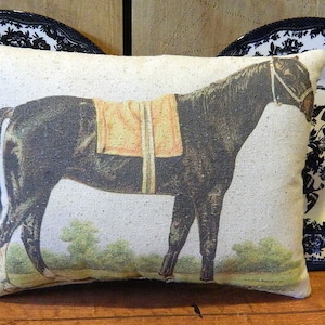 Primitive Vintage Horse Pillow Handmade 100% Cotton Pillow