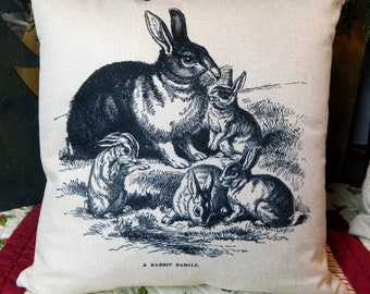Bunny Rabbit Pillow Handmade Pillow - Rabbit Lover Gift - Rabbit Decor - Farmhouse Pillow