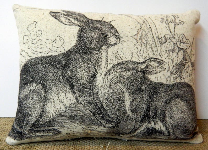 Bunny Rabbit Pillow Handmade Pillow Rabbit Lover Gift Rabbit Decor Farmhouse Pillow image 2