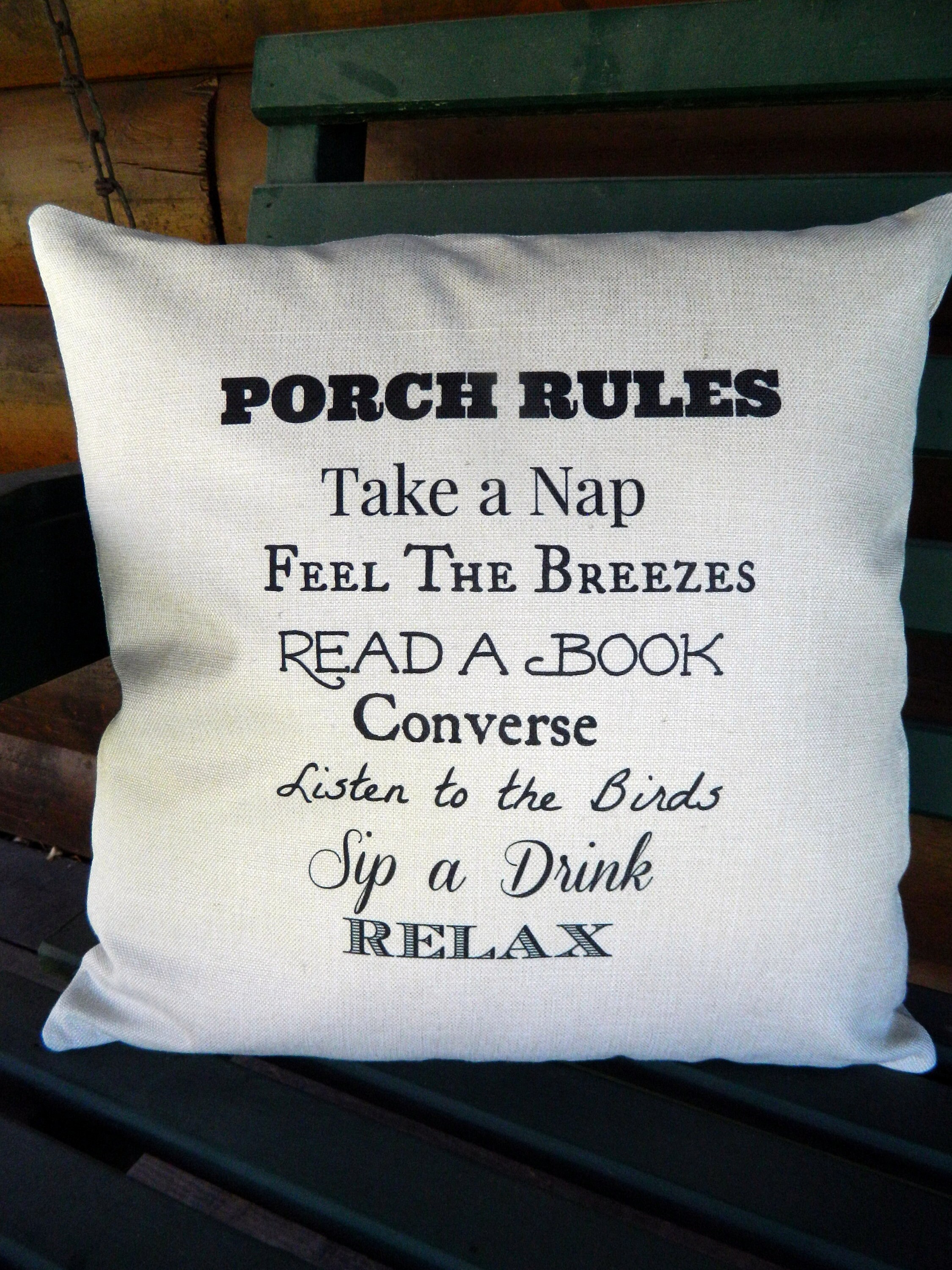 Porch Rules Pillow Decorative Pillow Etsy
