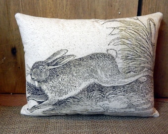 Bunny Rabbit Pillow Handmade Pillow - Rabbit Lover Gift - Rabbit Decor - Farmhouse Pillow