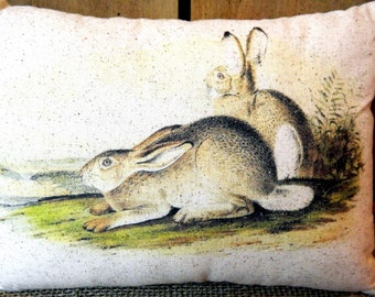 Bunny Rabbit Pillow Handmade Pillow - Rabbit Lover Gift - Rabbit Decor - Farmhouse Pillow