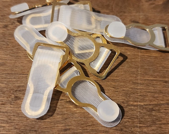 100 x Garter Belt Buckles in Gold with Silicone Tabs - 12mm (1/2")