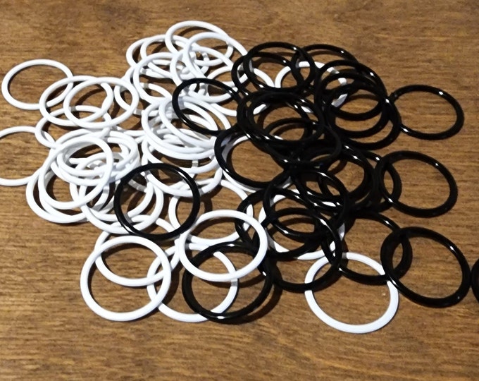 100 x Steel Bra Rings in White Dyeable or Black - 11 Sizes
