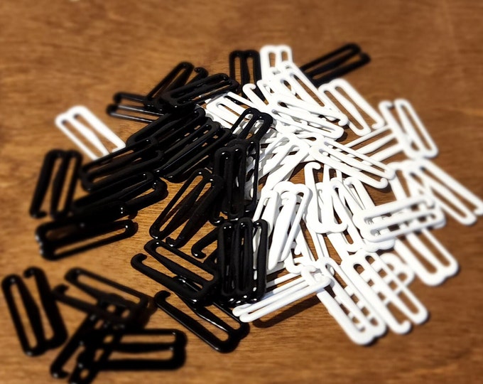 10 x Steel Bra Hooks in 9 sizes  - White Dyeable or Black