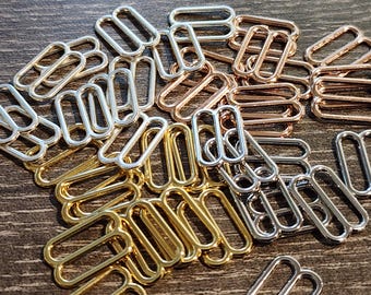 Alloy Metal Sliders - 10 Pack - plated  in .925 Mat Silver / White Bronze / 24k Gold  or Rose Gold - 7 Sizes