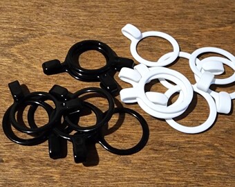 Nylon coated 15mm Ring Hooks – 100 pack - Black or White