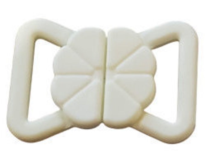 1/10/100 Plastic Clasp x 12mm (1/2) - Dyeable White (5812) - for bras or swimwear