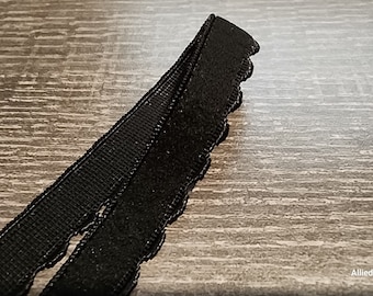 1m x Scalloped Strap Elastic 3/8" (10mm) Black