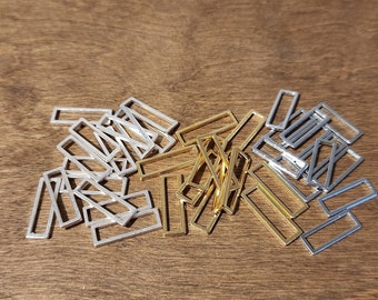 Rectangular Rings - 24k Gold, Matte Silver, White Bronze Alloy - 10 Pack