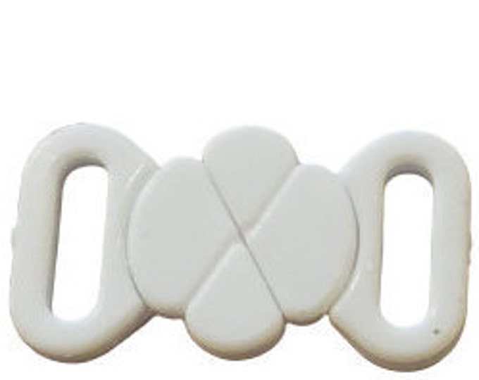 1/10/100 Bra Clasp White Plastic - 10mm (3/8) 2910 - for bras or swimwear