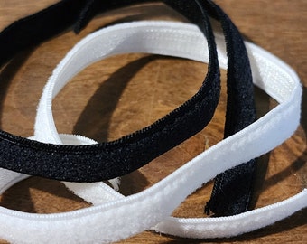 1m x Plush Satin Strap Elastic 1/4" (6mm) - White or Black - (1.1yds)