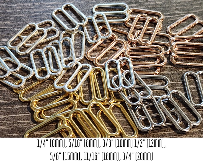 100 x Sliders in Matte Silver / Shiny Silver / Gold / Rose Gold - 7 Sizes