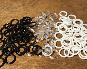 20 or 100 x Plastic Rings - Multiple Sizes - Black, Clear or Dye-able White