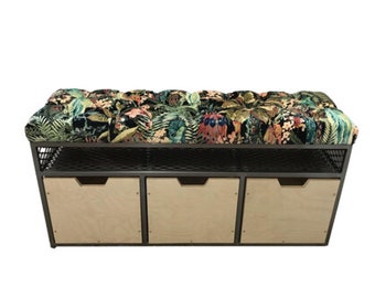 Multi-drawer Metal Industrial Storage Bench Seat
