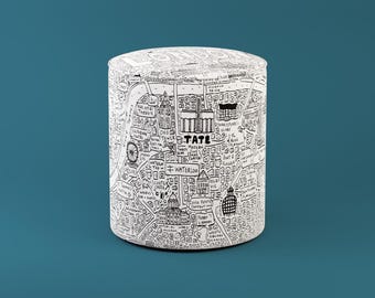 Tabouret / Pouf London Doodle Map