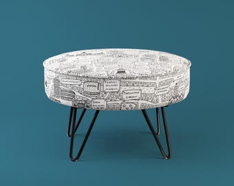 Repose-pieds rond Manchester Doodle Map