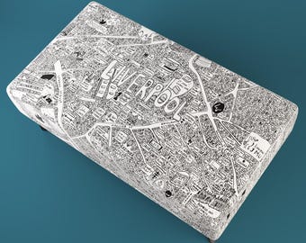 Grand repose-pieds / table basse Liverpool Doodle Map