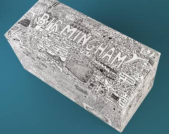 Pouf/banc de rangement Birmingham Doodle Map