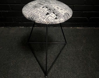 Petit tabouret Manchester Doodle Map