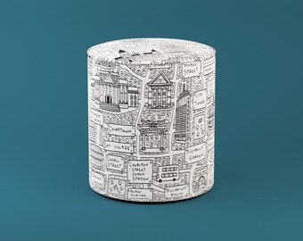 Tabouret / Pouf Manchester Doodle Map
