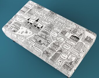 Grand repose-pieds / table basse Manchester Doodle Map