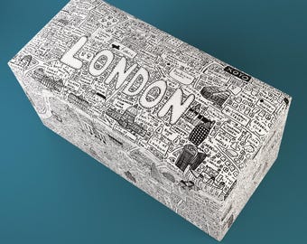 Pouf/banc de rangement London Doodle Map