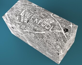 Pouf/banc de rangement Liverpool Doodle Map