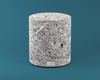 Tabouret / Pouf Liverpool Doodle Map